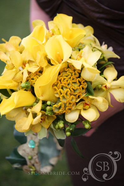 Spring bouquet of mixed yellows and green, Image by SedonaBride.com 